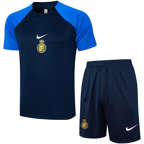 Al-Nassr maglia da allenamento uniforme blu scuro da uomo kit da calcio abbigliamento sportivo tuta da calcio top maglia sportiva 2024-2025